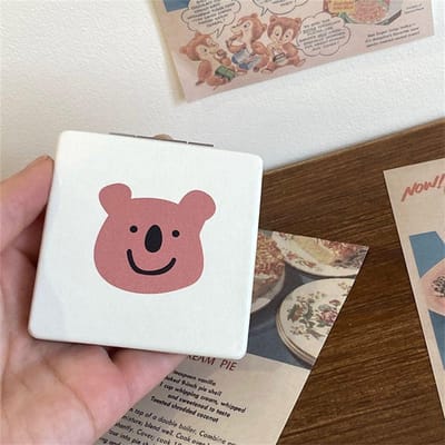 Vergroot Make-up Spiegel Mini Vierkant Dubbelzijdig Opvouwbare Spiegel Handheld Staande Kaptafel Zakspiegel Meisjes Vrouwen brown