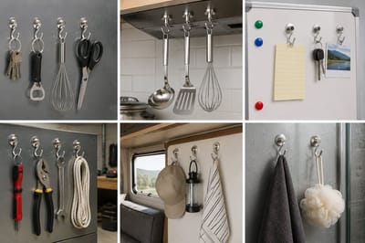 MONTKIARA Magneethaken Zilver 20 Stuks - Kleine Neodymium Haken 16 mm - voor Keuken, Camping & Accessoires