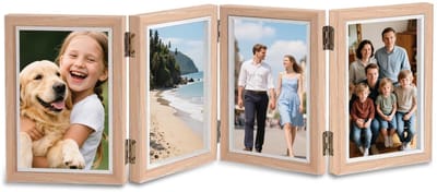 Dailygoods- Fotolijst 10x15 cm - Houten Fotolijst - Opklapbaar - Voor 4 Foto's - Kantoor/Bureau - Cadeau voor Verjaardag/Bruiloft - Fotoalbum
