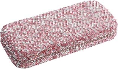 Women's Glasses Case 2 Pieces Diamond Glasses Case Diamond Glasses Case Rhinestone Glasses Case Sunglasses Box Glasses Holder Protective Case (Pink)