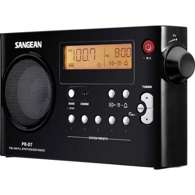 Sangean PR-D7 Transistorradio VHF (FM), Middengolf FM Wekfunctie Zwart