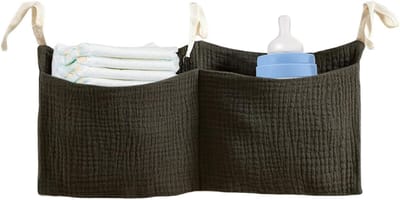 Opbergtas babybedje - Wieg organizer - Babykamer organiseren - Ruimtebesparend ontwerp - 38 x 18 cm - Bruin
