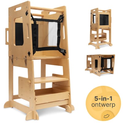 Eduvate Leertoren - Leertoren Opvouwbaar - Learning Tower - Leertoren Keukenhulp - Montessori Leertoren - Kindertrap - Geschikt voor Lego en Duplo