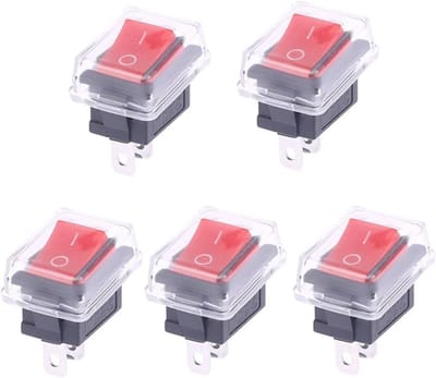 Schakelaar Raam - Drukknop - Auto Besturen - Waterdichte Cover - 5 Stuks - Zwart Rood