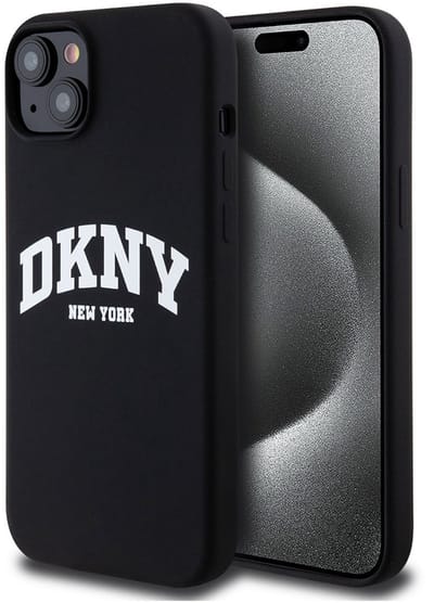 DKNY Silicone Arch Logo Back Case (MagSafe Compatible) - Geschikt voor Apple iPhone 15 Plus (6.7") - Zwart
