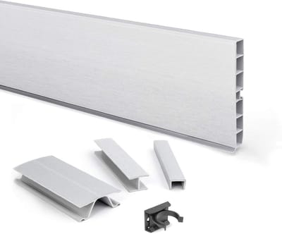 Plint Hoekverbinding - Sokkelpaneel Profiel - Keuken Afwerking - Vochtbestendig Systeem - 100 mm - Aluminium Satijn