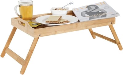 IVOL Bedtafeltje Bamboe - Uitklapbare pootjes - Houten bedtafel - Ontbijt dienblad