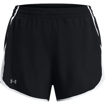 Under Armour UA Fly By 3'' Shorts&-BLK Dames Sportbroek - Zwart - Wit - Reflective