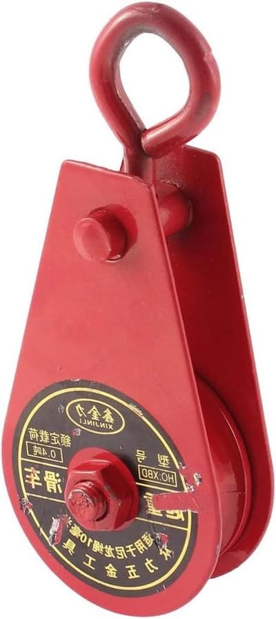 Enkelschijfs Katrol - Draaibaar Oog - Lasten Verplaatsen - Metalen Constructie - 04 Ton Belasting - Rood