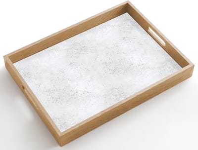 Dienblad hout 50x35 cm - Schootdienblad - Lichtgrijs - Betonstructuur - Subtiel - Borrelplank rechthoek - Plateau dienbladen