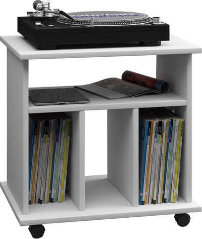 Houten LP platenkast media plank opslag rolbare wielen Retal