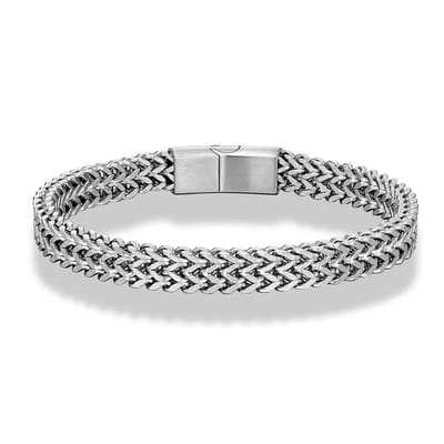 WiseGoods Premium Heren Armband Gevlochten RVS - Armbandjes - Armbanden Man - Cadeau - Armbandje - Sieraden Mannen - Zilver 19CM