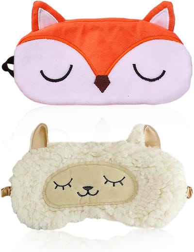 2x Schattig Dieren Slaapmasker - Verduisterend Oogmasker voor Dames en Kinderen - Ideaal voor Reizen