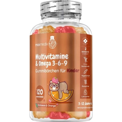 maxmedix Multivitamine Gummies voor Kinderen - 17 Essentiële Vitamines & Mineralen - Verrijkt met Omega 3-, 6- en 9-vetzuren - Gelatinevrij