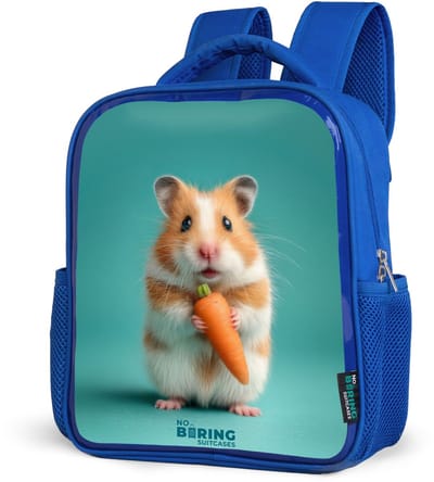 NoBoringSuitcases.com® - Rugzak blauw - Schooltas jongens - Schattige hamster met wortel - Kinder rugtas jongen - Boekentas kind - Kinderrugzak voor school - Schoolrugzak