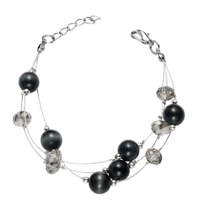Behave - Armbandje zwarte kralen en kristal - Minimalistisch - Chic