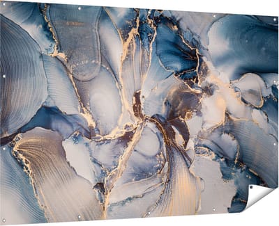 Gards Tuinposter Abstracte Luxe Kunst - Zwart met Goud - 180x120 cm - Tuindoek - Tuindecoratie - Wanddecoratie buiten - Tuinschilderij