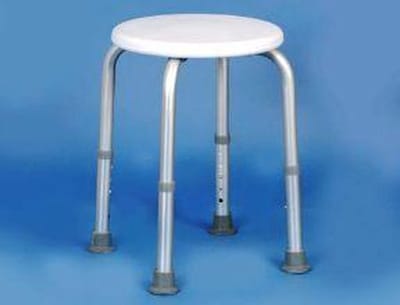Licht aluminium douchestoeltje ronde zitting : hoogte 51 - 61 cm
