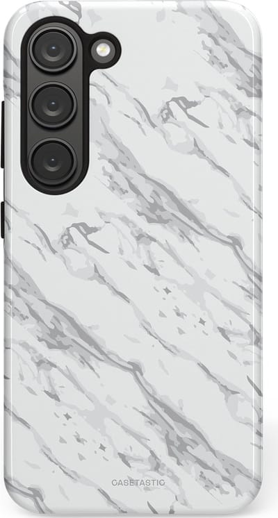 Casetastic hoesje geschikt voor Samsung Galaxy S23 - Dubbellaagse bescherming - Arctisch Marmer - Fashion Case - Wit Lichtgrijs