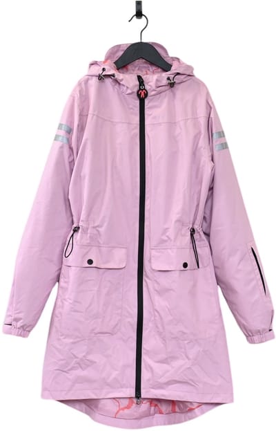 Ducksday - Regenjas Dames - Waterdicht - Met Capuchon - Reflecterend - Half Lang Model - Gevoerd - Lila Roze - Maat Large 40/42