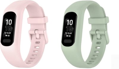 Strap-it Bundel van 2 Siliconen Banden - Geschikt voor Garmin Vivosmart 5 - Horlogeband / Polsband / Armband / Sportarmband - Siliconen Armband - Mint & Roze - Waterbestendig & zweetbestendig