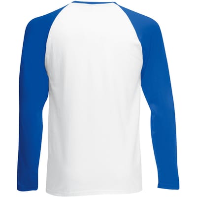 Fruit Of The Loom Heren baseballshirt met lange mouwen (Wit/Royaal Blauw)