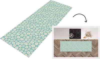 Keukenloper - Loper keuken - Bloemen - Wit - Vintage - Patronen - 150x50 cm - Keukenloper vinyl