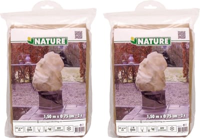 Set van 6x plantenhoezen tegen vorst met aantrekkoord beige H 1,5 meter x D 75 cm 50 g/m2 - Winterhoes voor planten