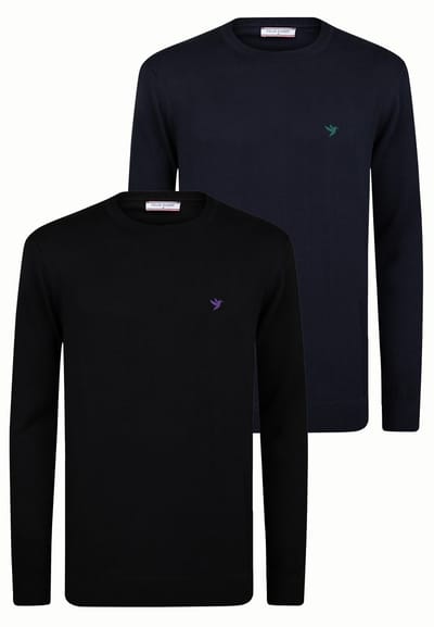 Felix Hardy Sweater Ronde Hals - 2 Pack Heren Zwart-Navy - M