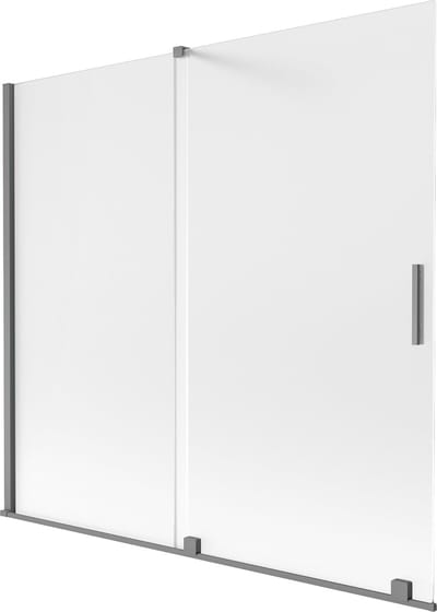 Mexen Velar badwand 2-delig schuifbaar 170 x 150 cm, matglas, gun metal - 896-170-000-31-95
