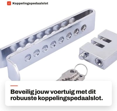 Dailygoods- Koppelingspedaalslot - Gesmeed Staal - 8 Gaten - 3 Sleutels - Antidiefstal - Veiligheidsslot - Draagbaar en Eenvoudig te Verwijderen - Pedaalslot