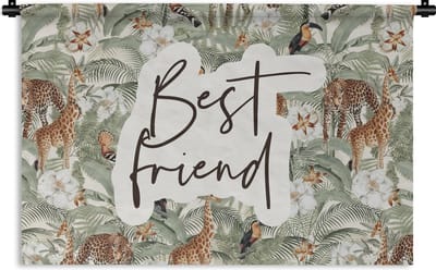 Wandkleed - Wanddoek - Best friend - BFF - Quotes - Vriendschap - Spreuken - 180x120 cm - Wandtapijt