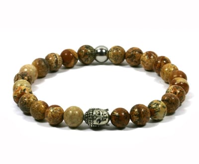 IbizaMen - heren armband - Jaspis natuursteen 8mm - buddha RVS - 20cm