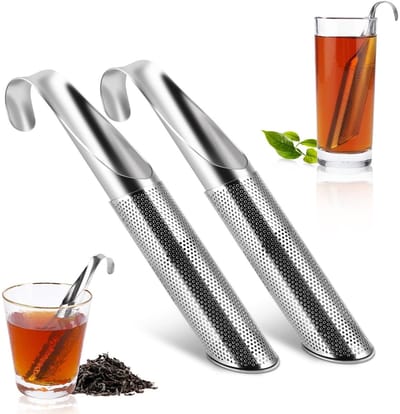 2 stuks roestvrijstalen thee-diffuser, roestvrijstalen theezeefjes voor losse thee, thee-verstuiver, theefilter met lange steel voor thee, koffie, specerijen