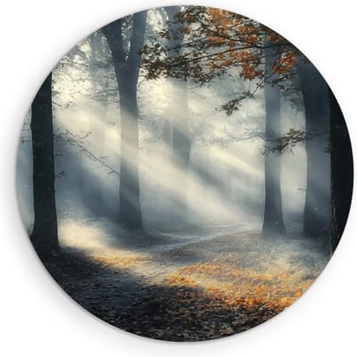 Saammp Muurcirkel Hout - Natuur - Bos met paarse bloemen - landschappen - Ø 90 - Wandcirkel - Wanddecoratie Cirkel - Muurdecoratie Woonkamer - Slaapkamer decoratie - Rond Schilderij