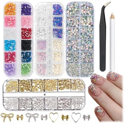Nagelversieringsset met 4800 strass steentjes, parels en metalen charmes - inclusief gereedschap