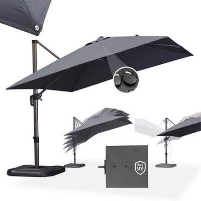 PURPLE LEAF Vierkant Parasol – Hangend zonnescherm – 360° draaibaar – Voor balkons – Voor terrassen – UV50+
