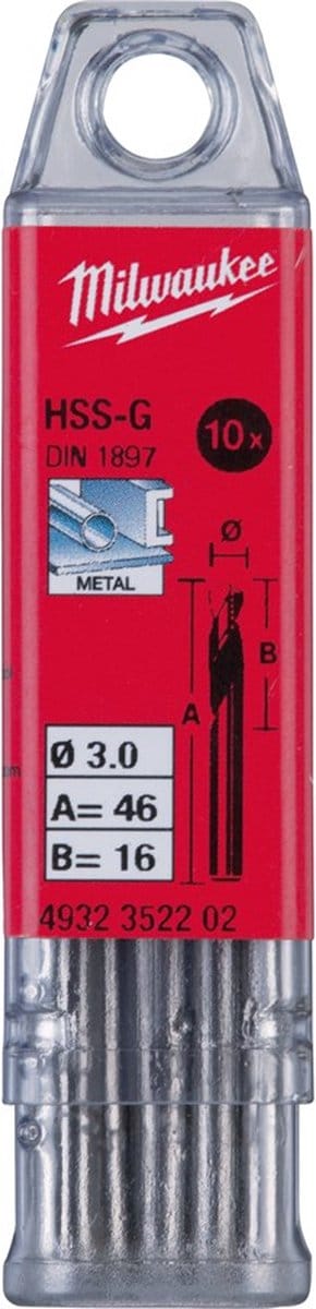 Milwaukee Metaalboren HSS-Ground kort - DIN 1897 - 5 en 10 stuks HSSGS 4.20 x 55-10 stuks - 4932352208
