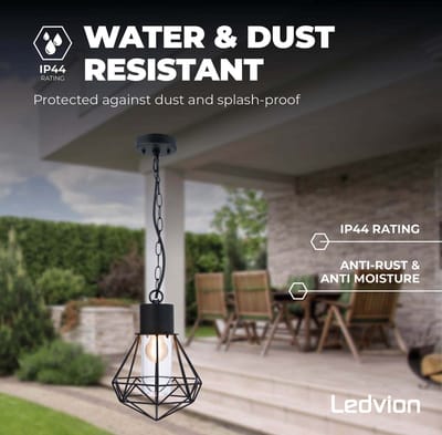 Ledvion - LED Plafondlamp - Zwart - IP44 - E27 - Verlichting - Excl. E27Lamp