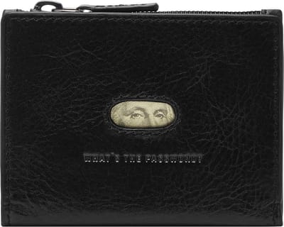 FOSSIL Leren Portemonnee Andrew Magnetic Zip Card Case Black Zwart