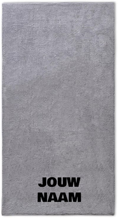 Strandlaken met naam licht grijs 100x200cm