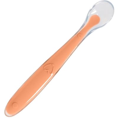 1 stuk Baby Veiligheid Siliconen Voedingslepel Kinderen Training Lepels Zachte Complementaire Voeding Lepel Baby Bestek Solide Voeding oranje