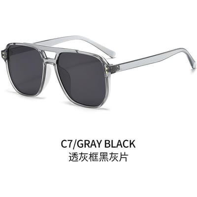Retro Dubbele Brug Oversized Vierkante Zonnebril Modieuze Studded Zonnebrillen voor Vrouwen Mannen Trendy UV-Bescherming