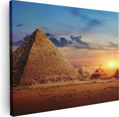 Artaza Canvas Schilderij Zonsondergang Woestijn - 40x30 cm - Klein - Wanddecoratie Afrika - Muurdecoratie Zon - Kamer Accessoires