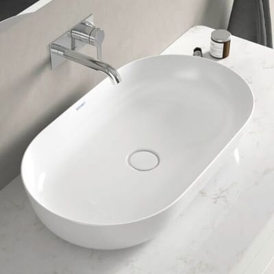 Duravit Luv opzetwastafel 70x40cm ovaal zonder kraangat zonder overloop wit/wit