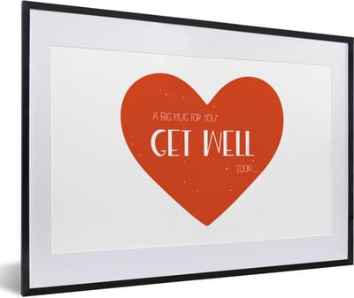 Fotolijst incl. Poster - Beterschap - Spreuken - Wit - Knuffel - 60x40 cm - Posterlijst