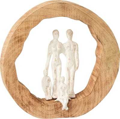 J-Line decoratie Figuur Familie - hout/aluminium - naturel/zilver