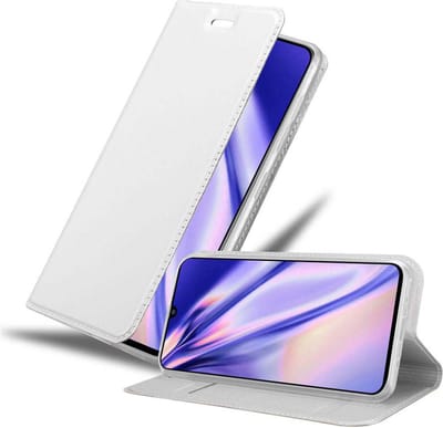 Cadorabo Hoesje geschikt voor Samsung Galaxy A70 / A70s in CLASSY ZILVER - Beschermhoes met magnetische sluiting, standfunctie en kaartvakje Book Case Cover Etui
