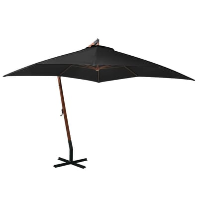 vidaXL - Zweefparasol - met - paal - 3x3 - m - massief - vurenhout - zwart