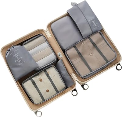 Livano Koffer Organizer Set - Packing Cubes - Compressie - Travel - Compression - Set - Grijs